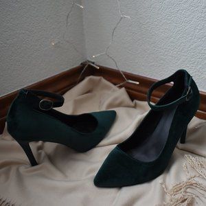 Charlotte Russe Green Velvet Ankle Strap Pump Shoe